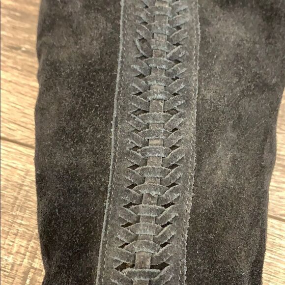 Round Toe Black Suede Over the Knee Boot - Picture 6 of 6